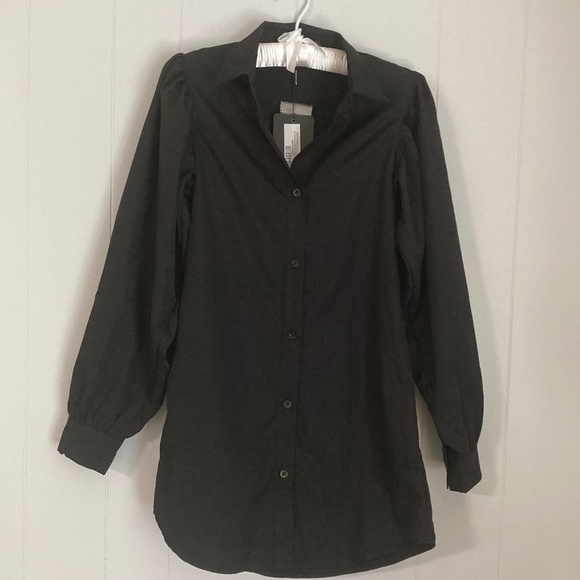 Pretty Little Thing Women’s Black Button Down Tunic Style Blouse size 2 - Picture 1 of 8